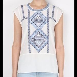 Veronica Beard Baja Embroidered Blouse